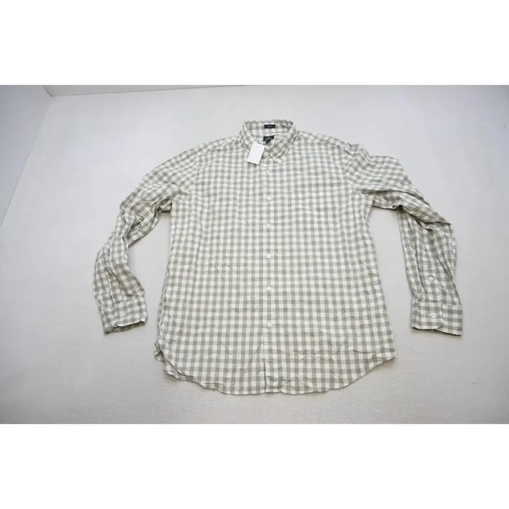 J Crew Flex Wash Dress‎ Shirt Slim Fit Plaid Button Up Long Sleeve Mens XL NWT